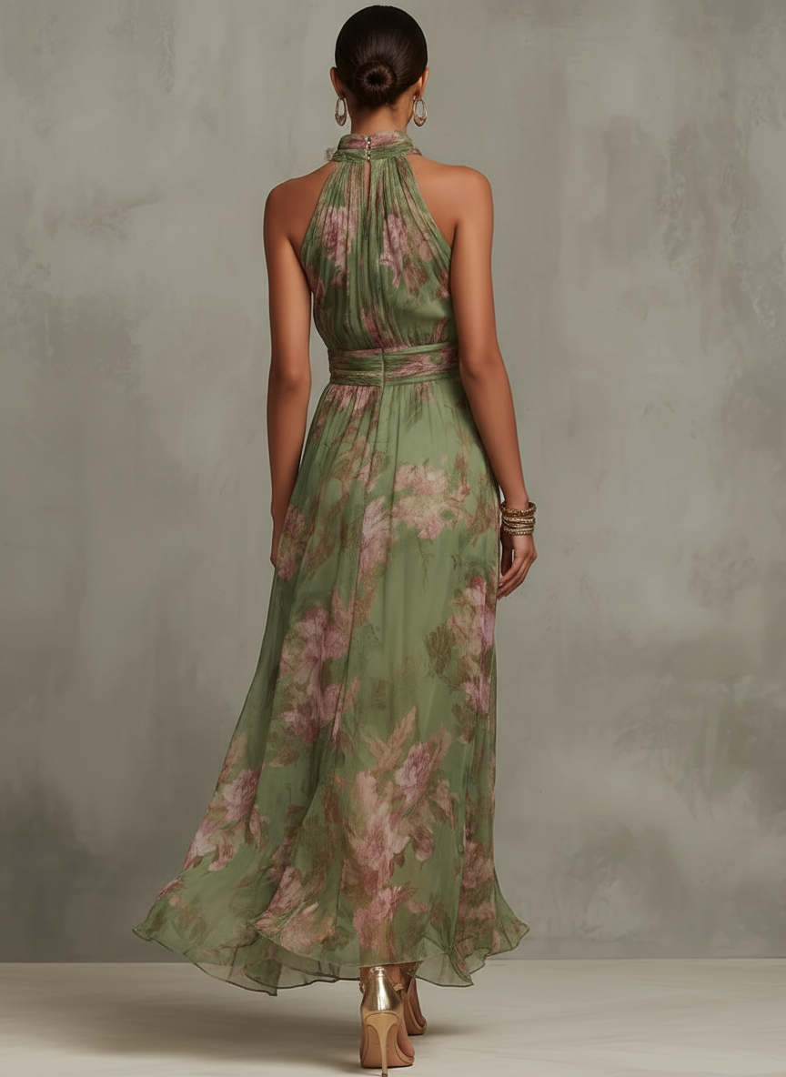Stella | Vestido Largo Floral con Escote Americano y Elegante