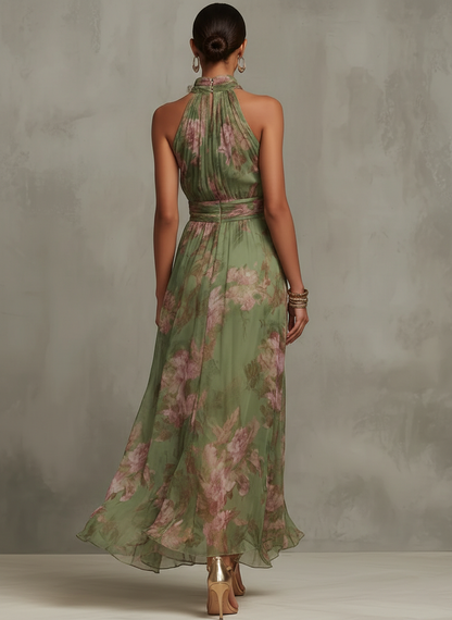 Stella | Vestido Largo Floral con Escote Americano y Elegante