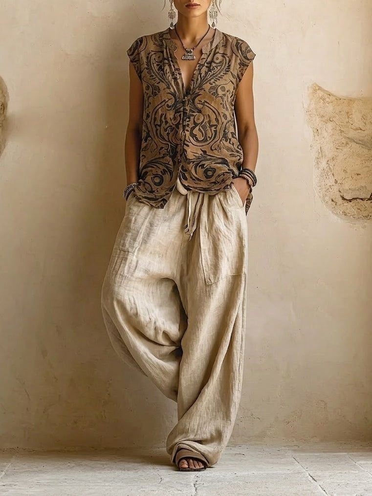 Camilla | Conjunto Bohemio de 3 Piezas Estampado