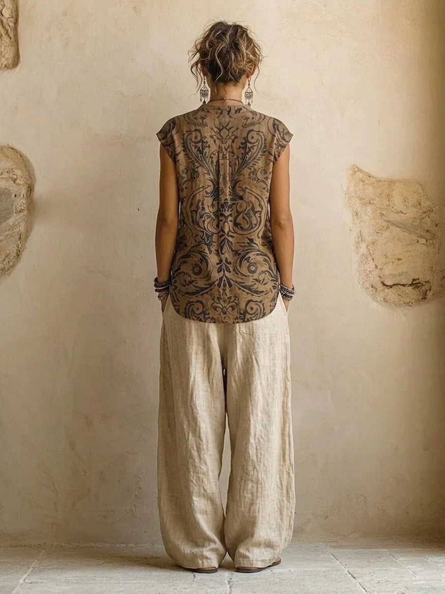 Camilla | Conjunto Bohemio de 3 Piezas Estampado