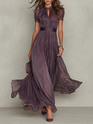 Fabia | Langes violettes Kleid mit Tropfenausschnitt