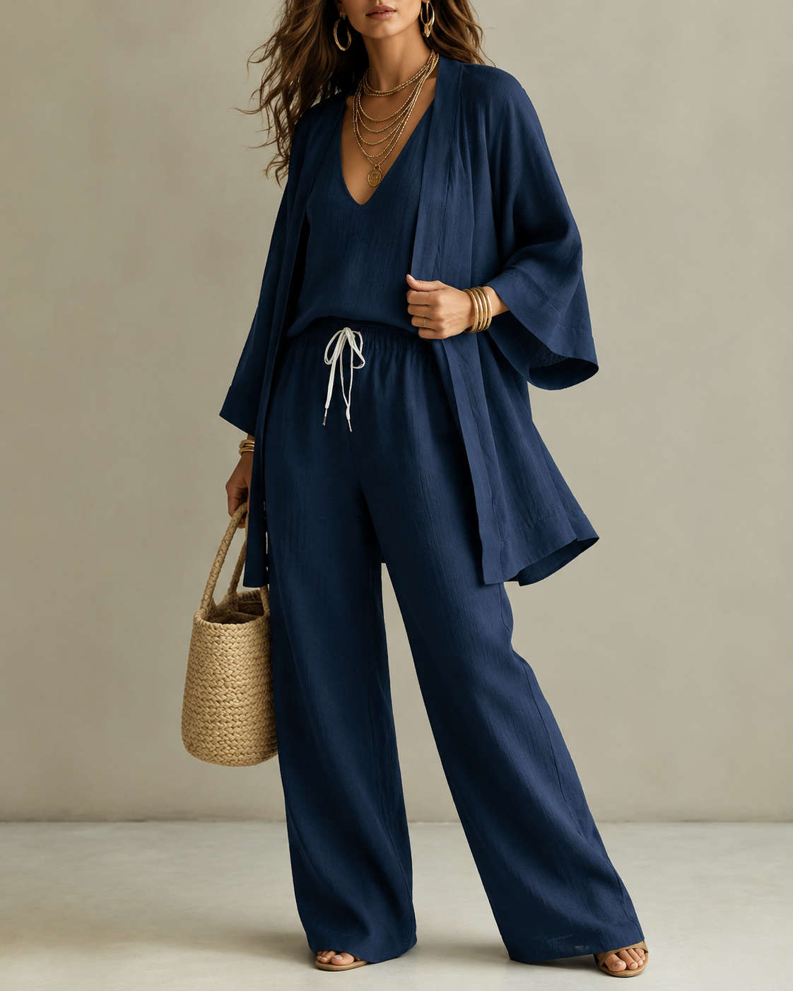 Amber™ | Entspanntes dreiteiliges Set mit blickdichter Hose