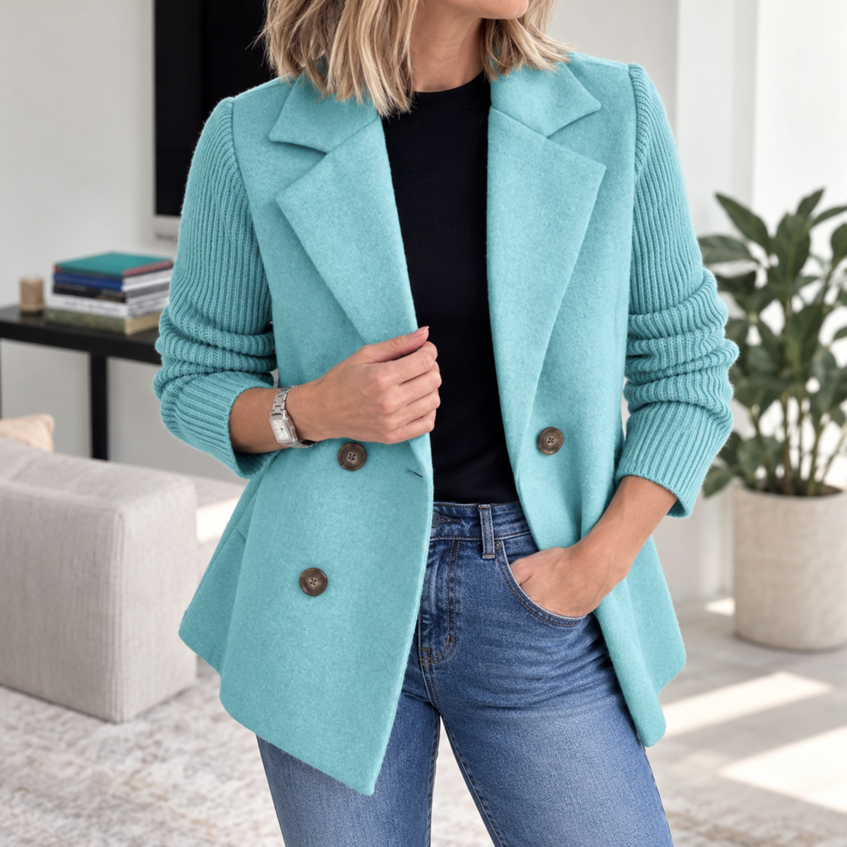 Tasha™ | Chaqueta Blazer Cómoda con Mangas de Punto