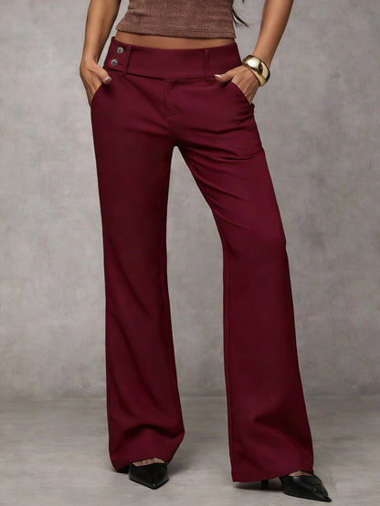 Pantalone Duna™ bordeaux a vita alta con gamba dritta