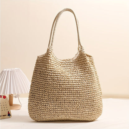 Melissa | Bolso de Hombro de Paja Trenzada — Camel Claro