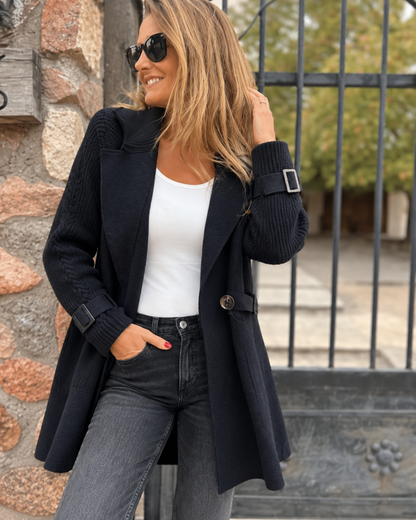 Hiley™ | Abrigo Elegante Cruzado con Mangas de Punto