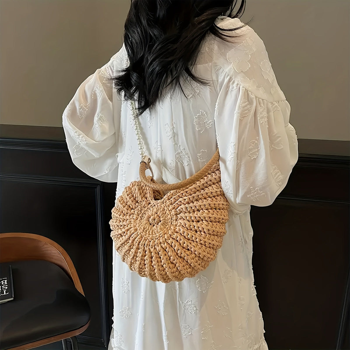 Tea | Bolso Tote Trenzado con Cadena — Camel
