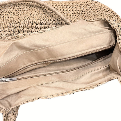 Marisol | Bolso de Hombro de Paja Trenzada — Avellana