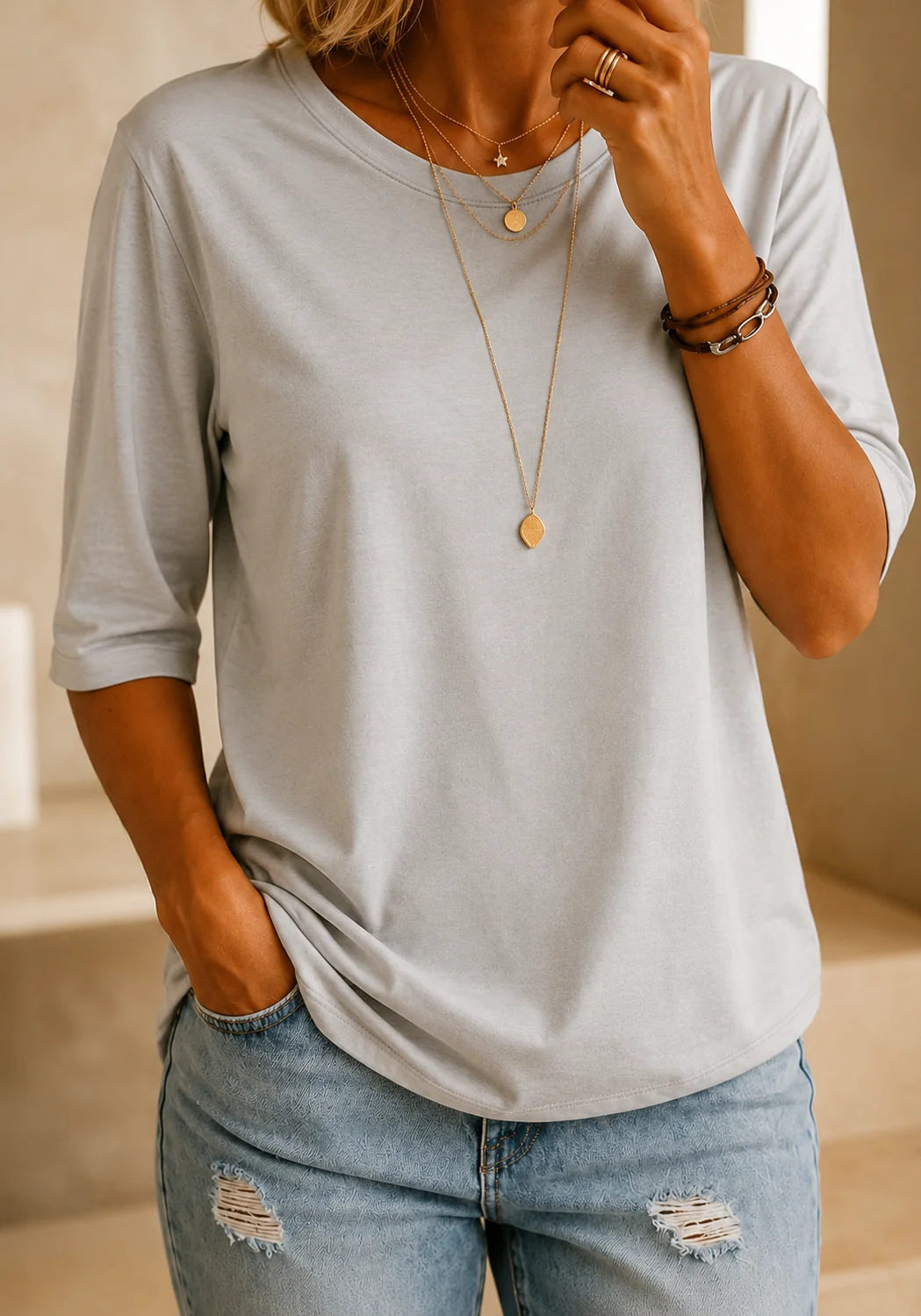 Ilenia | Camiseta Casual de Manga Corta