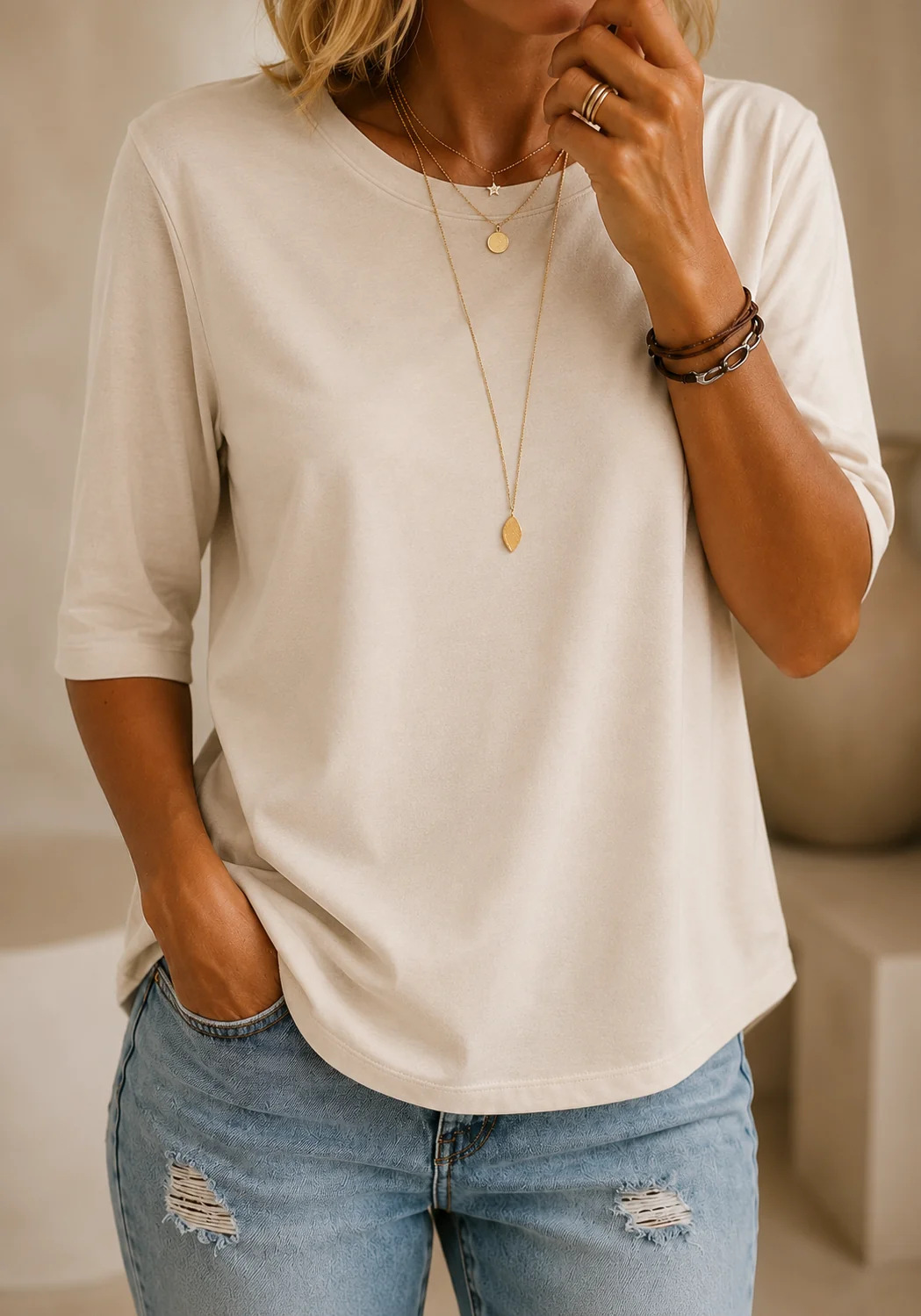 Ilenia | Camiseta Casual de Manga Corta