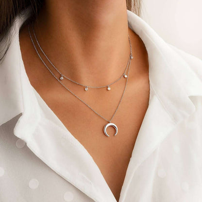 Collar Media Luna Circonita