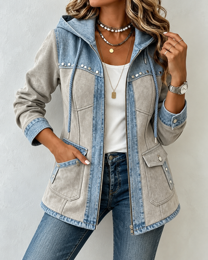 Demi™ | Bequeme Patchwork-Jacke mit Kapuze