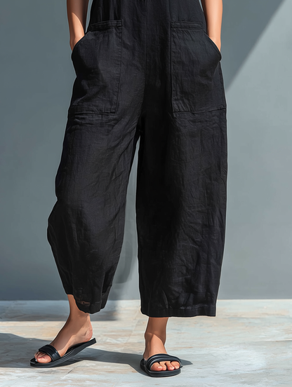 Matilde | Ärmelloser Overall aus Leinenmix im minimalistischen Stil