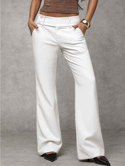 Pantalone Duna™ bianco a vita alta con gamba dritta