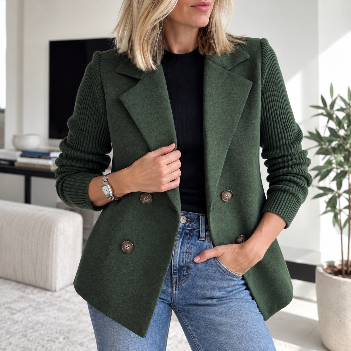 Tasha™ | Chaqueta Blazer Cómoda con Mangas de Punto