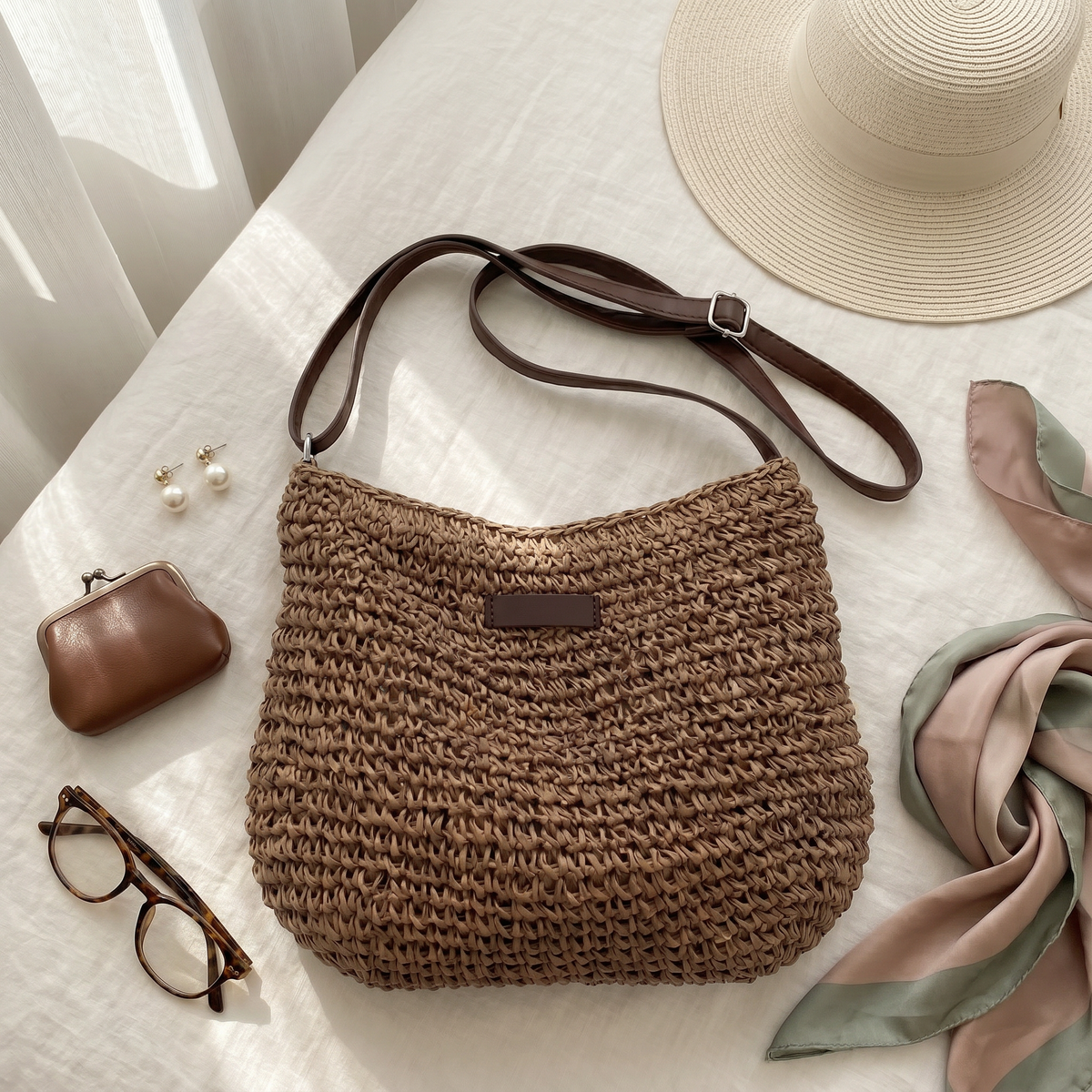 Dina | Bolso Trenzado Elegante — Marrón Oscuro
