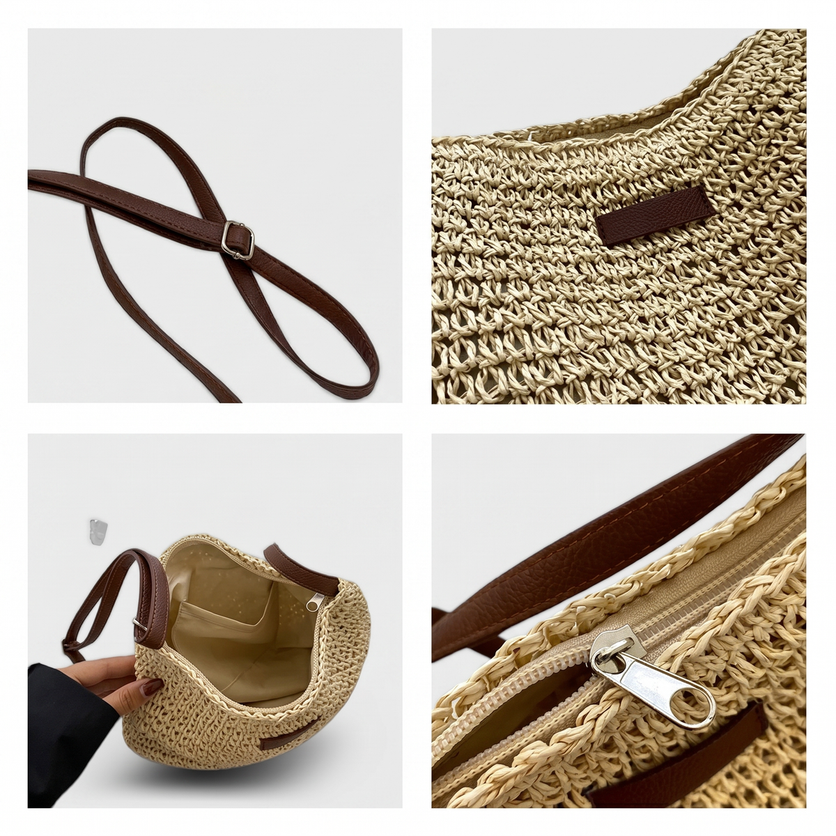 Dina | Bolso Trenzado Elegante — Marrón Oscuro
