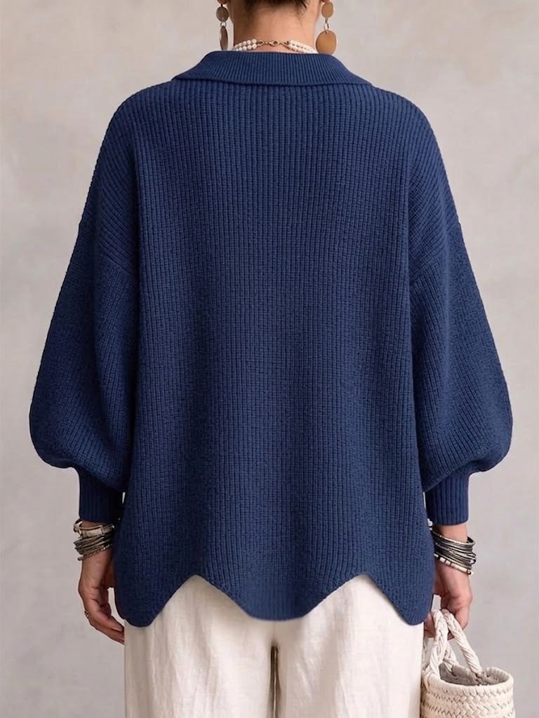Annette™ | Elegante Oversize-Strickjacke mit großen goldenen Knöpfen