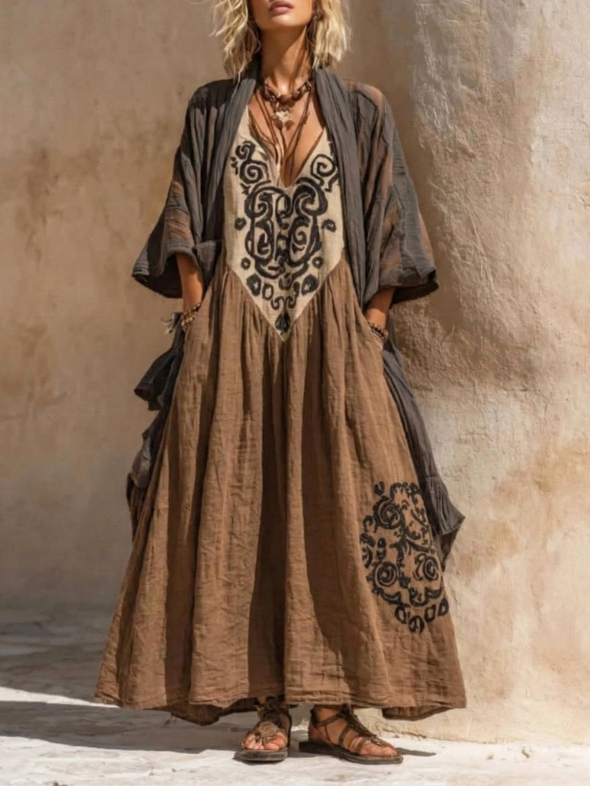Bianca | Boho-Zweiteiler mit Kunstdruck