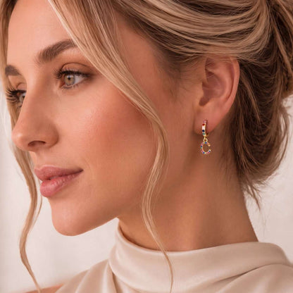 Pendientes Inicial Rainbow-Hoops