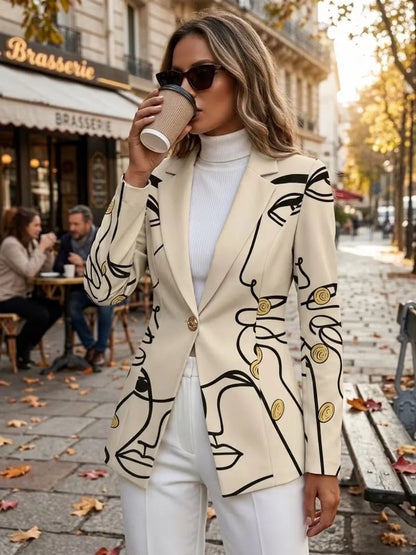 Tessa™ | Eleganter Blazer mit abstraktem Print