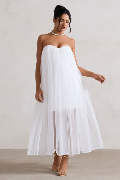 Dreamland | Vestido corto blanco con tul y escote corazón