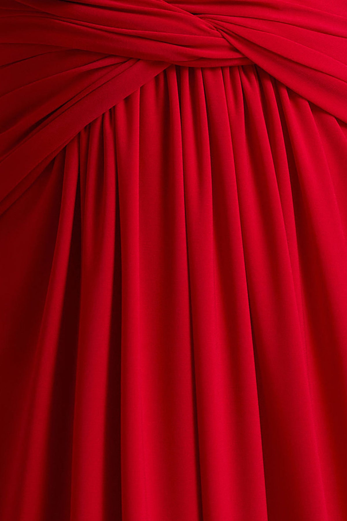 Estrella | Vestido largo rojo de mangas largas y detalle cruzado en la cintura