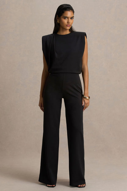 Tiff | Mono Negro De Cuello Alto Con Detalle Drapeado