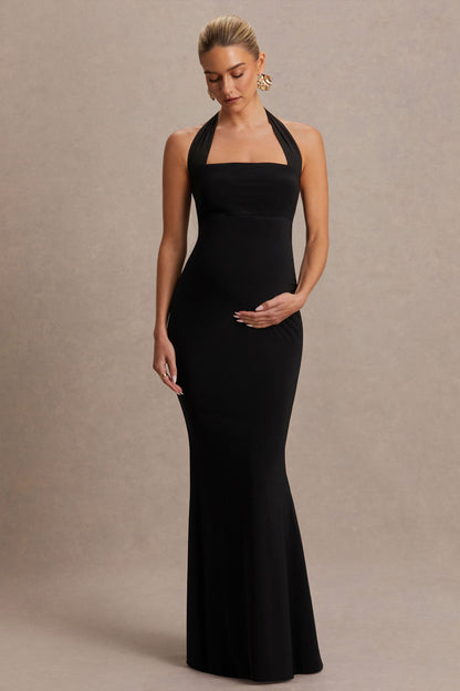 Avielle | Vestido Largo Halter, Color Negro