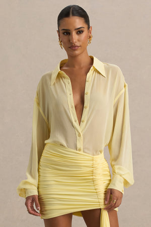 Zinna | Camisa de gasa transparente en color amarillo pastel