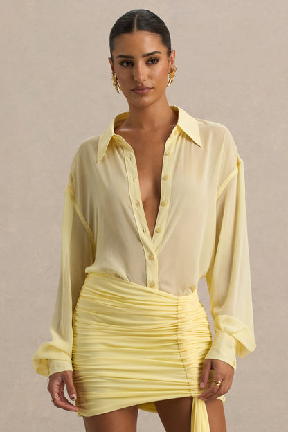 Zinna | Camisa de gasa transparente en color amarillo pastel