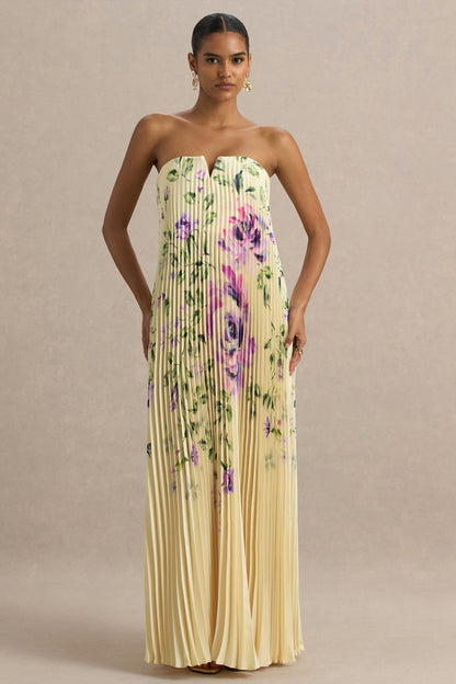 Bergamot | Vestido Largo de Satén Limón con Escote Corazón