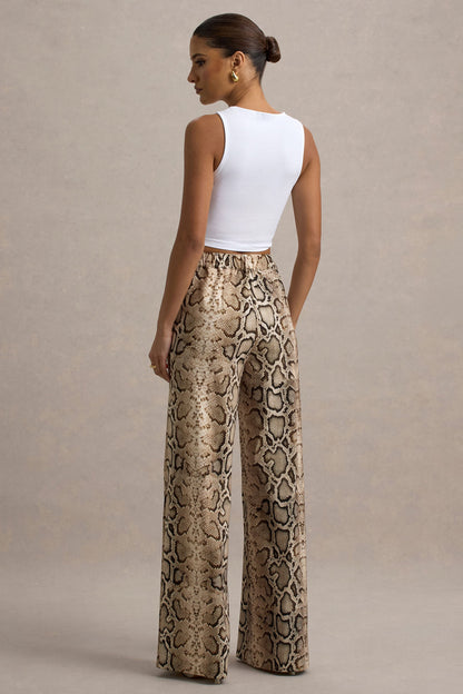 Shaniya | Pantalones de Pierna Ancha con Estampado de Serpiente