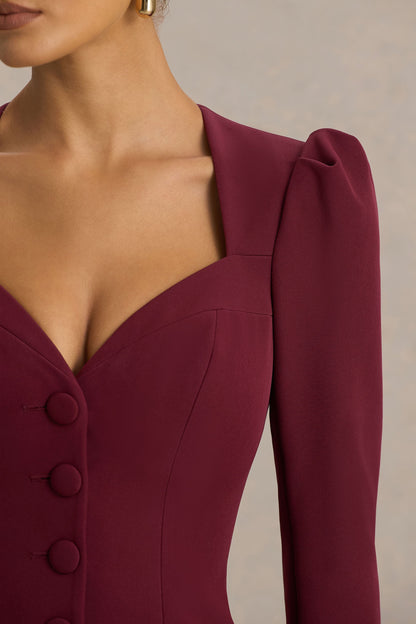 Carmen | Vestido Corto Burdeos Entallado con Escote Sweetheart