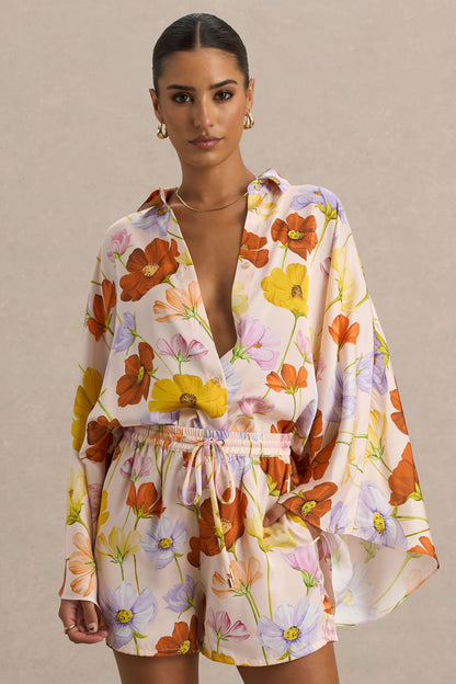 Lolite | Camisa de manga larga de satén con estampado floral