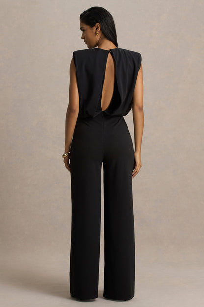 Tiff | Mono Negro De Cuello Alto Con Detalle Drapeado