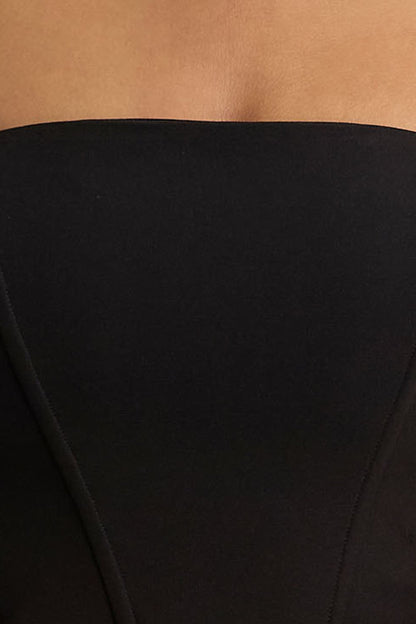 Panama | Mono Negro Con Escote Bardot y Mangas Abullonadas en Crema