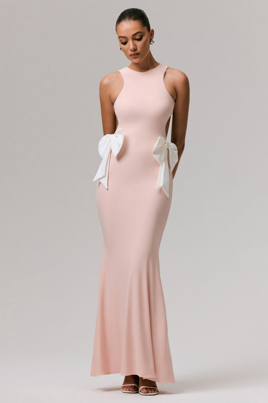 By Your Side | Vestido largo Rosa con Lazos y Aberturas