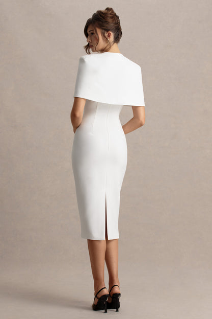 Baylor | Vestido midi blanco con detalle de capa removible