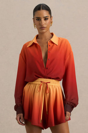 Rowan | Camisa satinada con degradado en tonos naranja