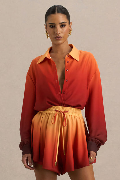 Rowan | Camisa satinada con degradado en tonos naranja