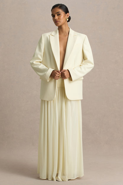 Spencer | Falda Larga Plisada en Chifón Color Crema