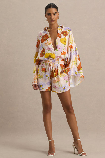 Sovran | Pantalones cortos satinados con Estampado Floral
