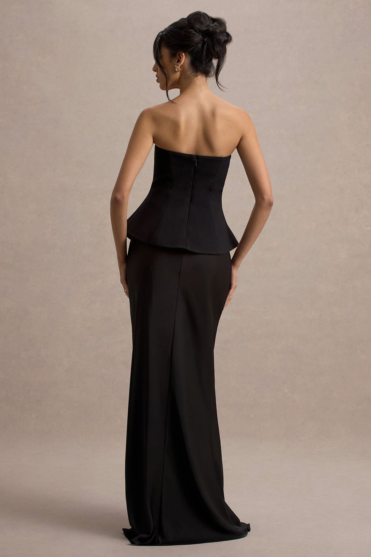 Ohio | Vestido largo Negro Sin Tirantes con escote con Corsé