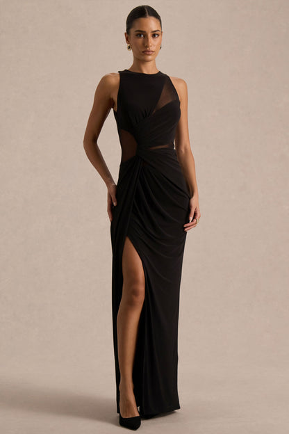 Opaline | Vestido Largo negro con cuello redondo