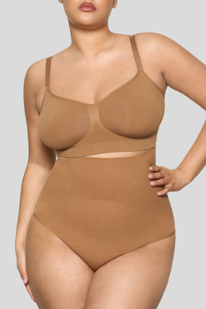 BOOMBA | Faja moldeadora de talle alto en color caramelo