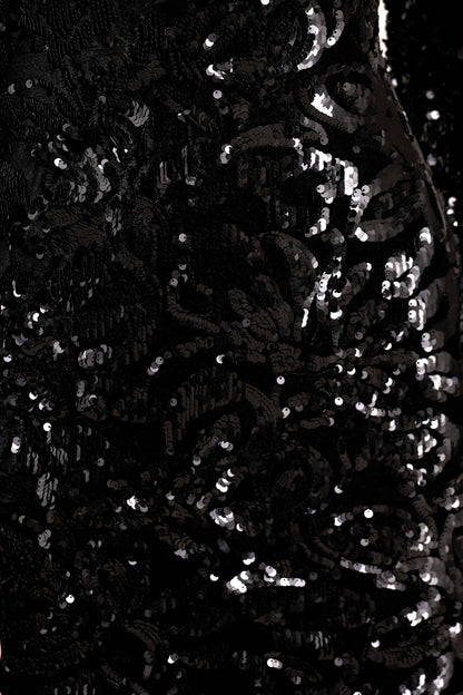 Ritz | Vestido Corto negro de lentejuelas con escote pronunciado y mangas largas