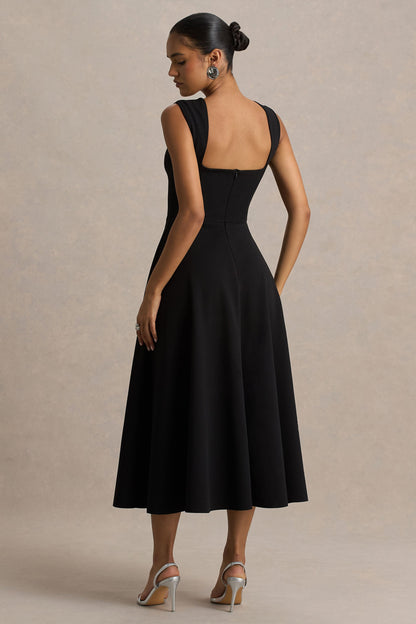 Andromeda | Vestido Midi Negro Sweetheart