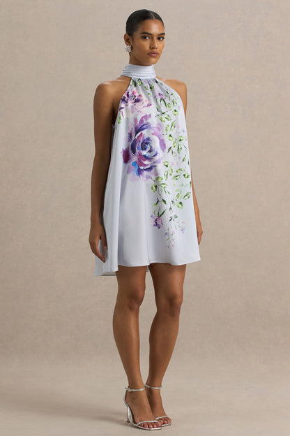 Evita | Vestido corto de Satén  con detalle de escote halter con lazo