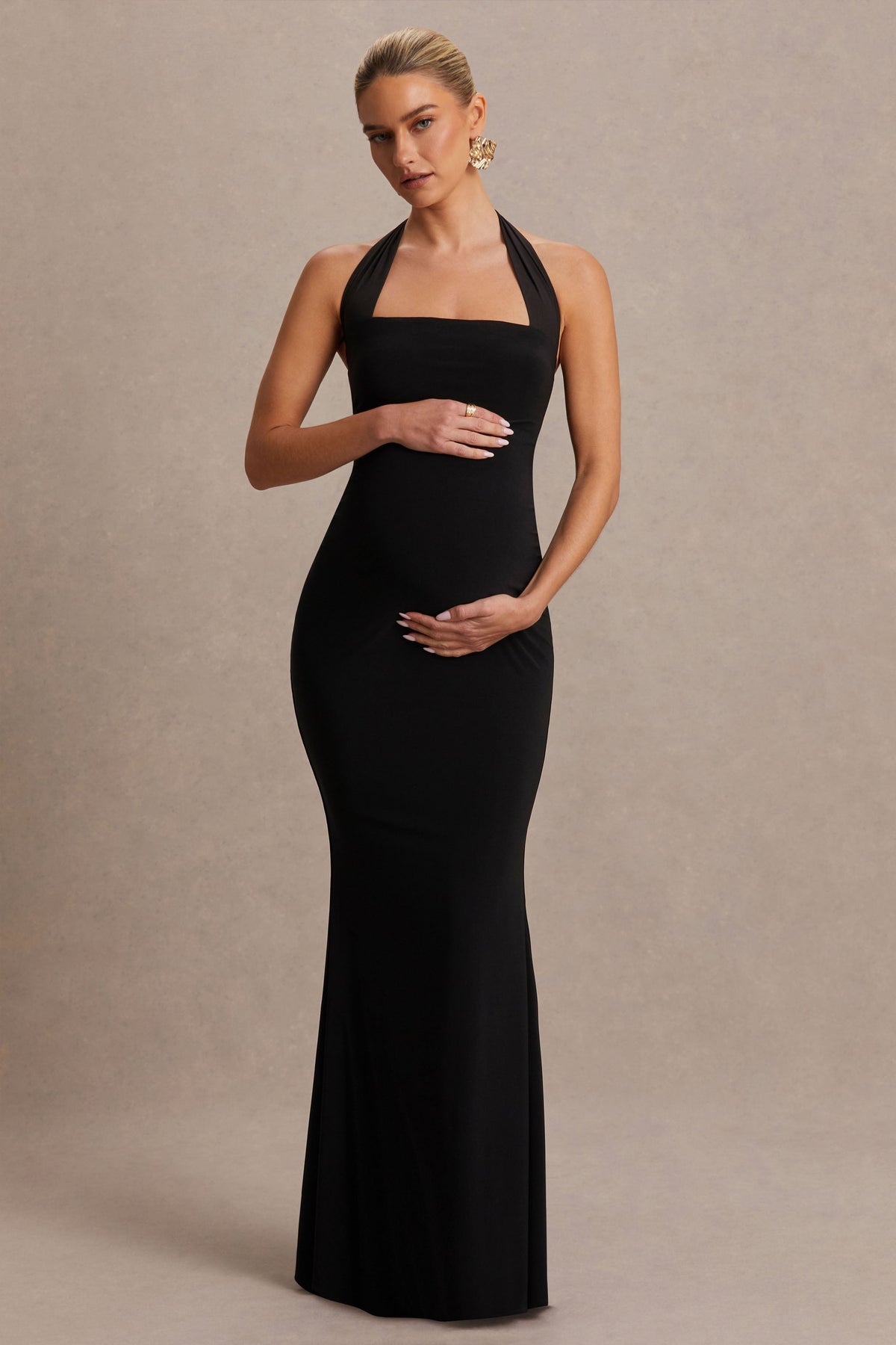 Avielle | Vestido Largo Halter, Color Negro